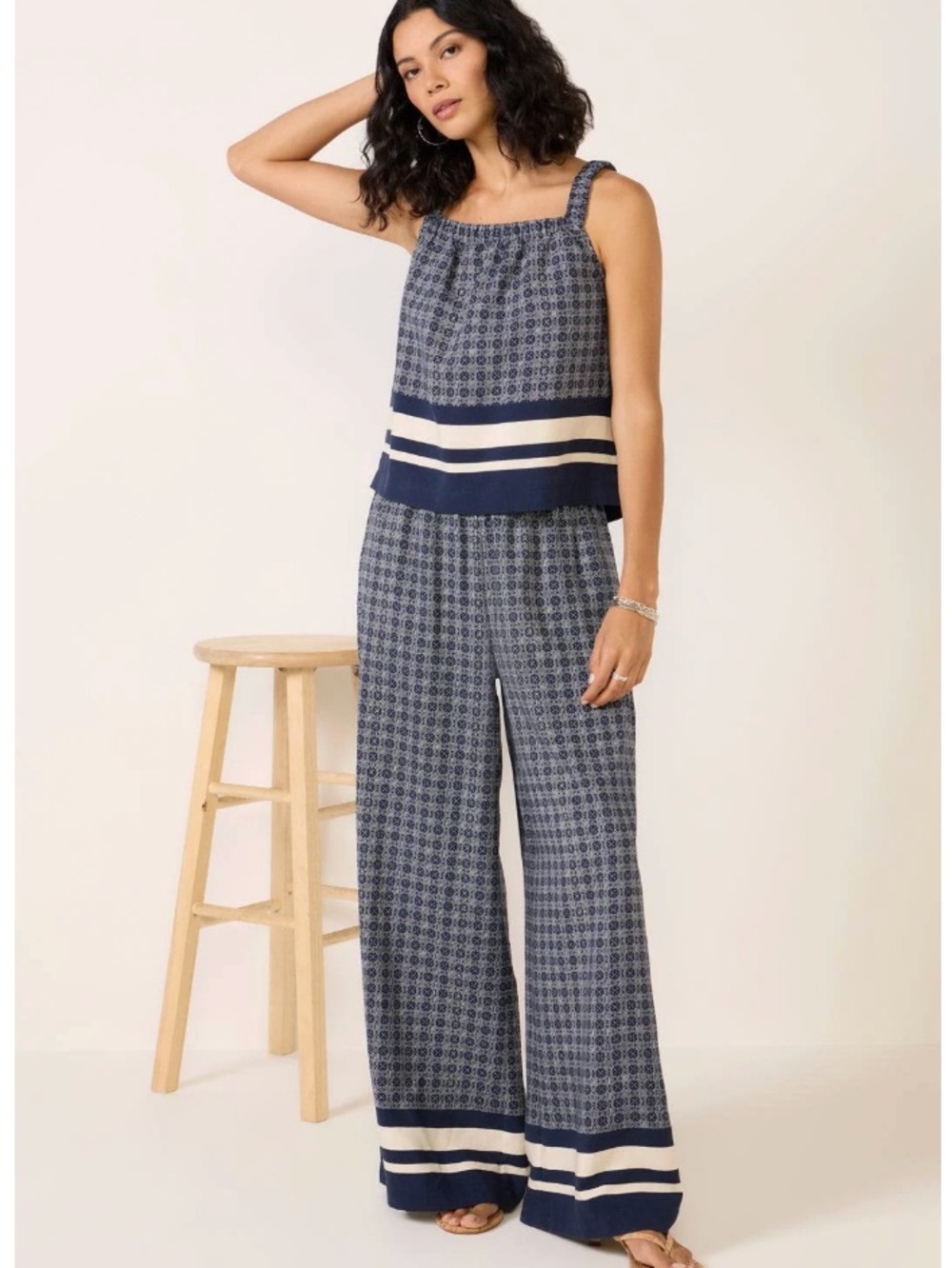 EVEREVE Bria Tile Print Top and Pant Two Piece Set